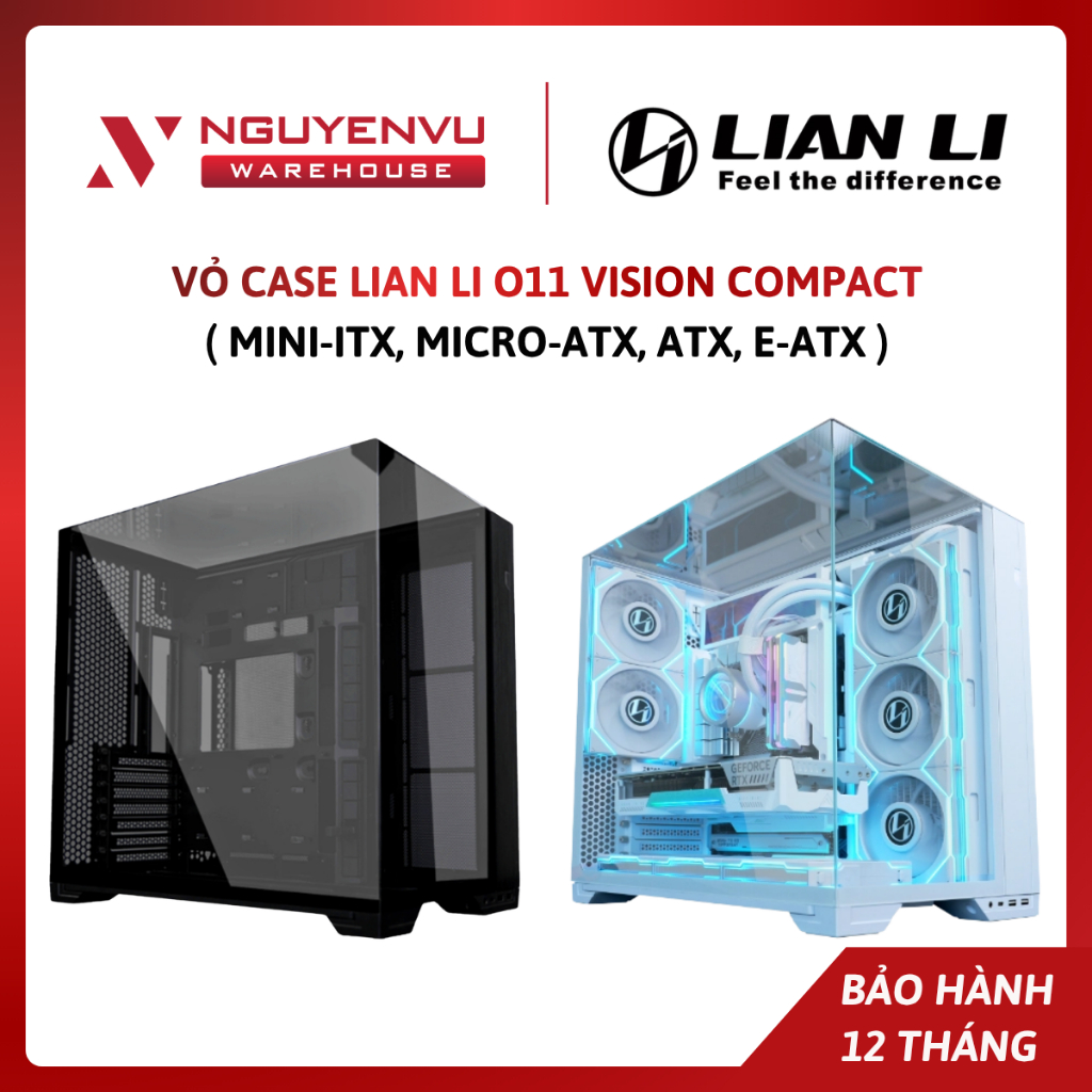 Vỏ case LIAN LI O11 VISION COMPACT (E-ATX/Kính cường lực/Hỗ trợ Main giấu dây) - Hàng Chính Hãng