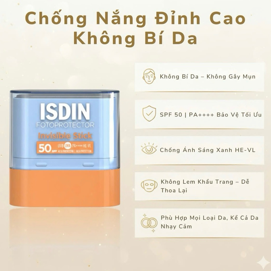 Thỏi Chống Nắng Vô Hình ISDIN Fotoprotector Invisible Stick Sun Protection SPF50 10g - Tây Ban Nha