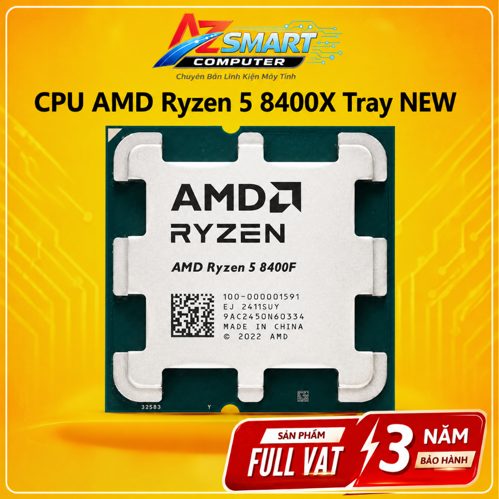 CPU AMD Ryzen 5 8400F Tray Mới 6 Nhân 12 Luồng Bảo Hành 36 Tháng Full VAT  AZsmart PC