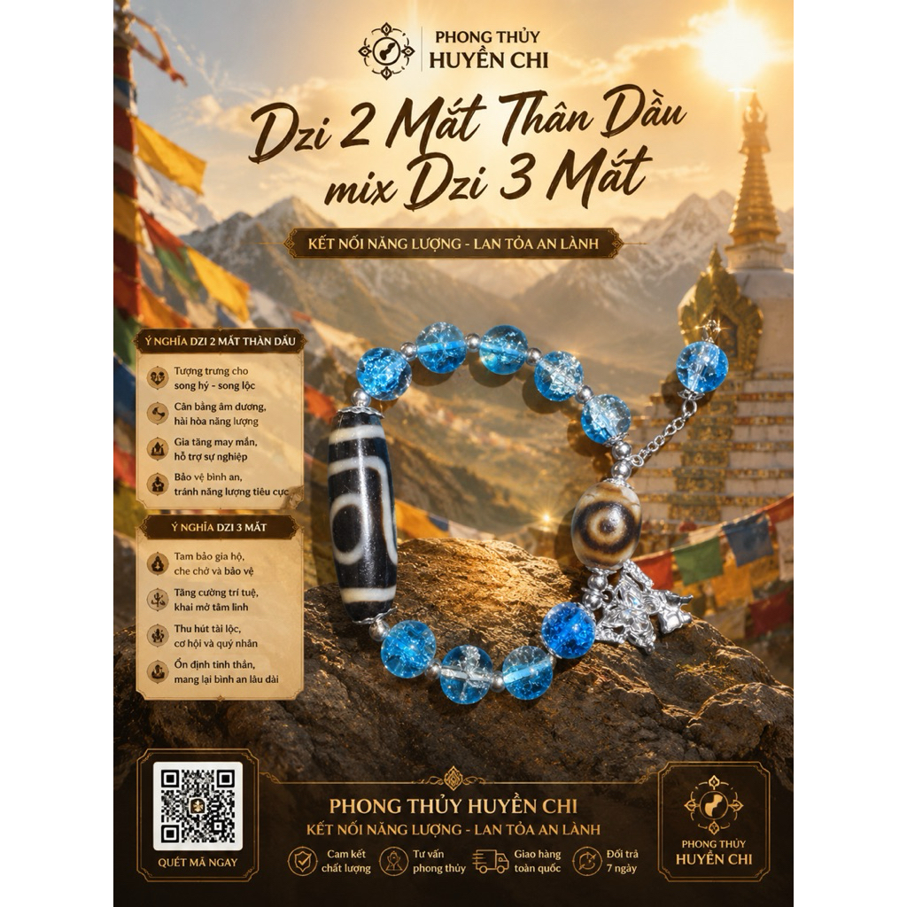✨ Dzi 2 Mắt thân dầu vip mix Dzi 3 Mắt