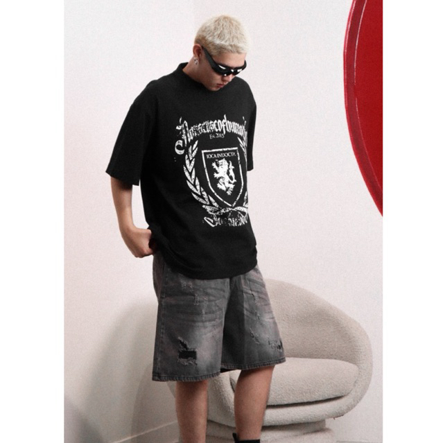 [CHÍNH HÃNG] - nsoh - Áo thun "Distressed crest" oversize tee
