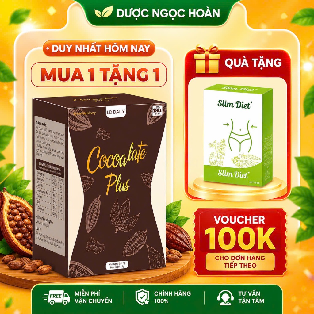 Giảm Cân Cocoa Late Plus, ( COCOA late PLUS ) Tặng Detox Slim Diet siết eo