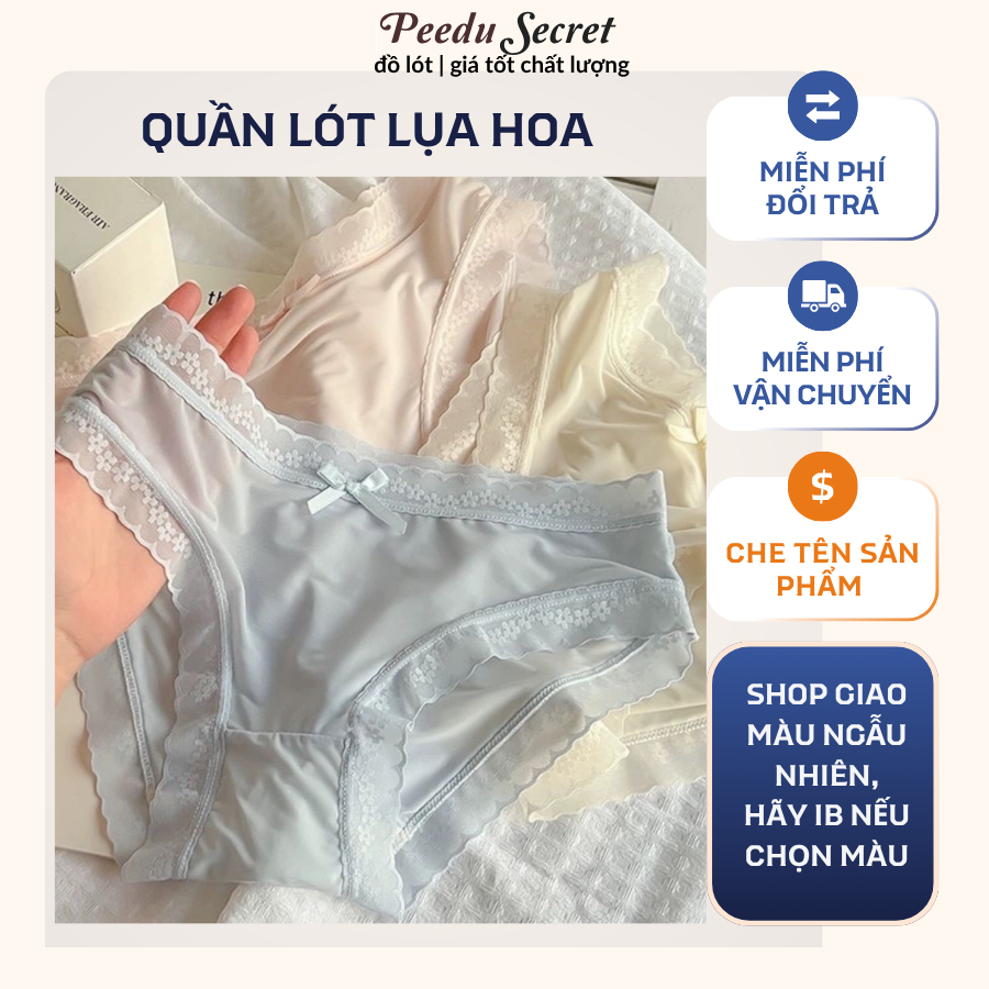 Quần lót nữ su lụa siêu mỏng ren hoa thoáng mát gợi cảm Peedu Secret QL03