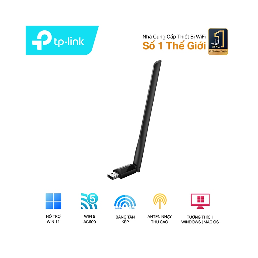 USB Wifi TP-Link T2U Plus AC600 băng tầng kép