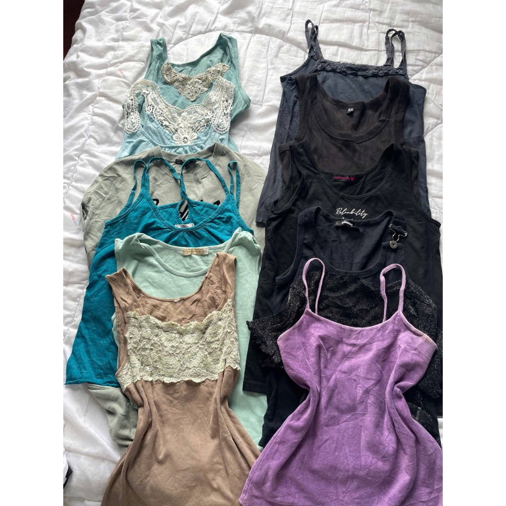 Áo hai dây, ba lỗ  shop y2k secondhand, hè, cami 2hand vintage