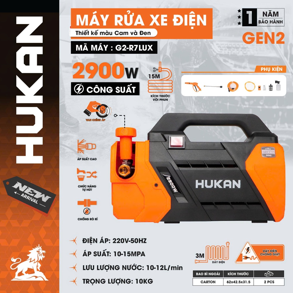 Các Dòng Máy Rửa Xe Cao Áp HUKAN G1-RX1801MN, G1-R4, G2-RX3000, G2-R6LUX, G2-R7LUX, G2-R8LUX, G2-R9L