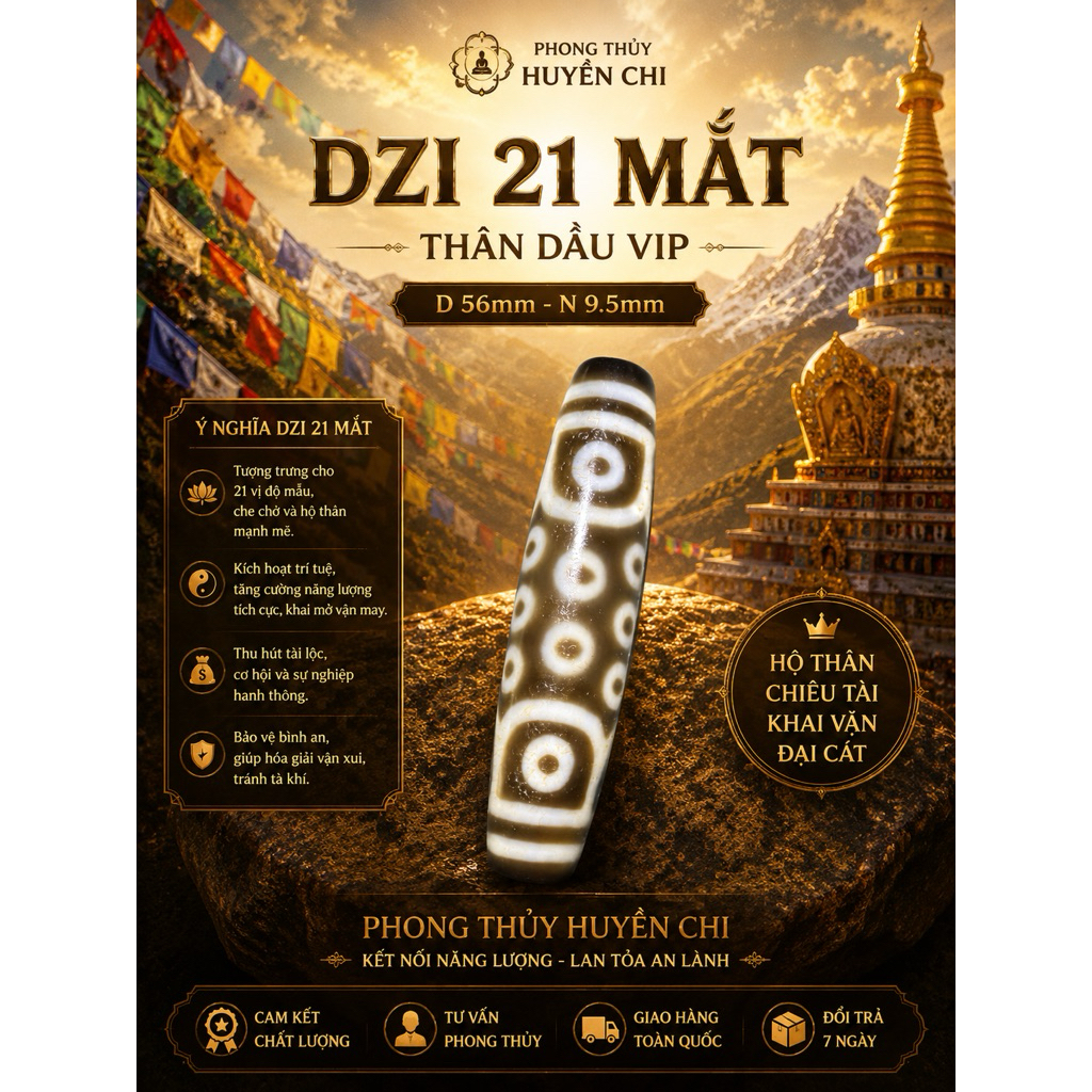 Dzi 21 Mắt thân dầu VIP - đã gia trì