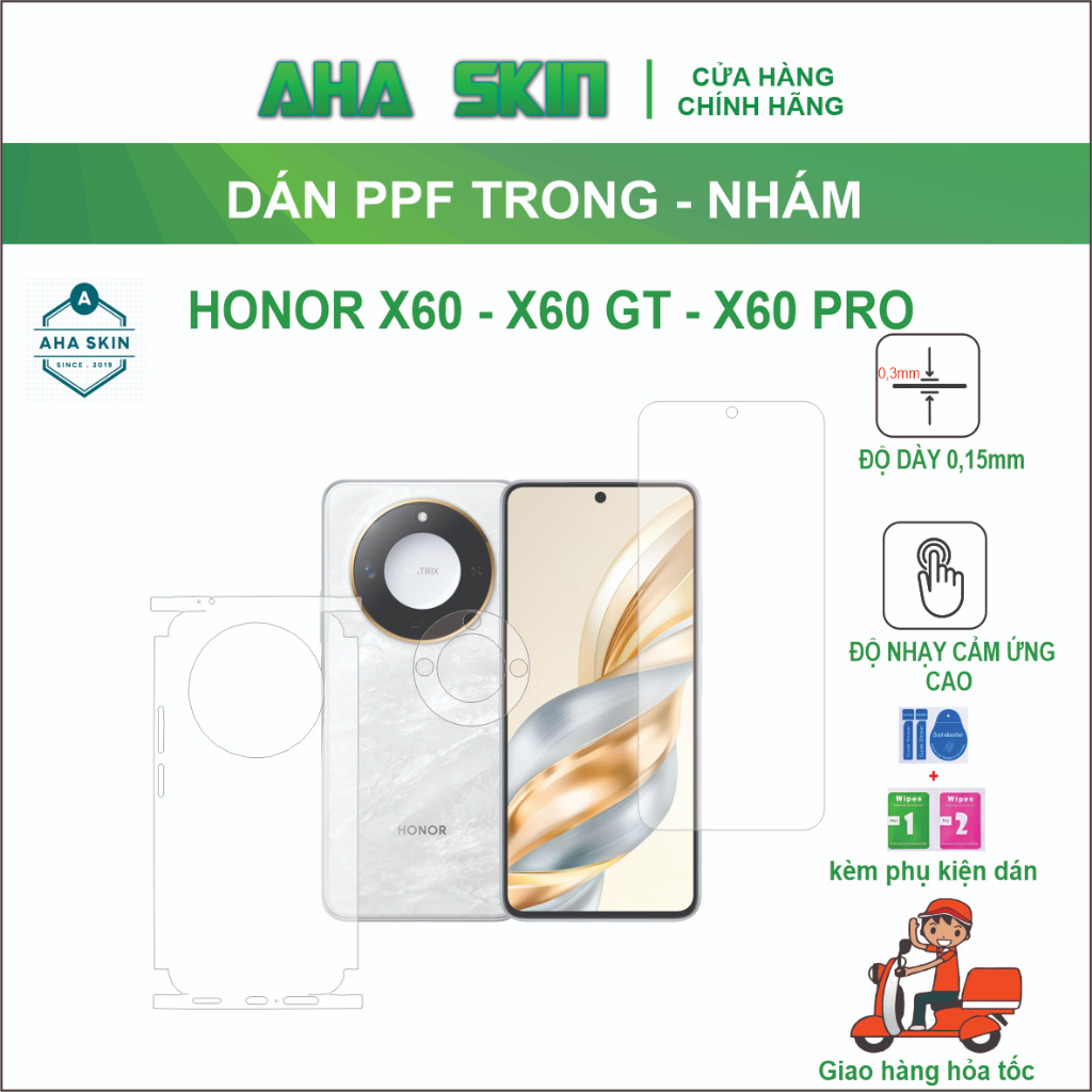 Dán PPF HONOR X60/X60 GT/X60 PRO full lưng viền trong ,nhám.Chống trầy xước