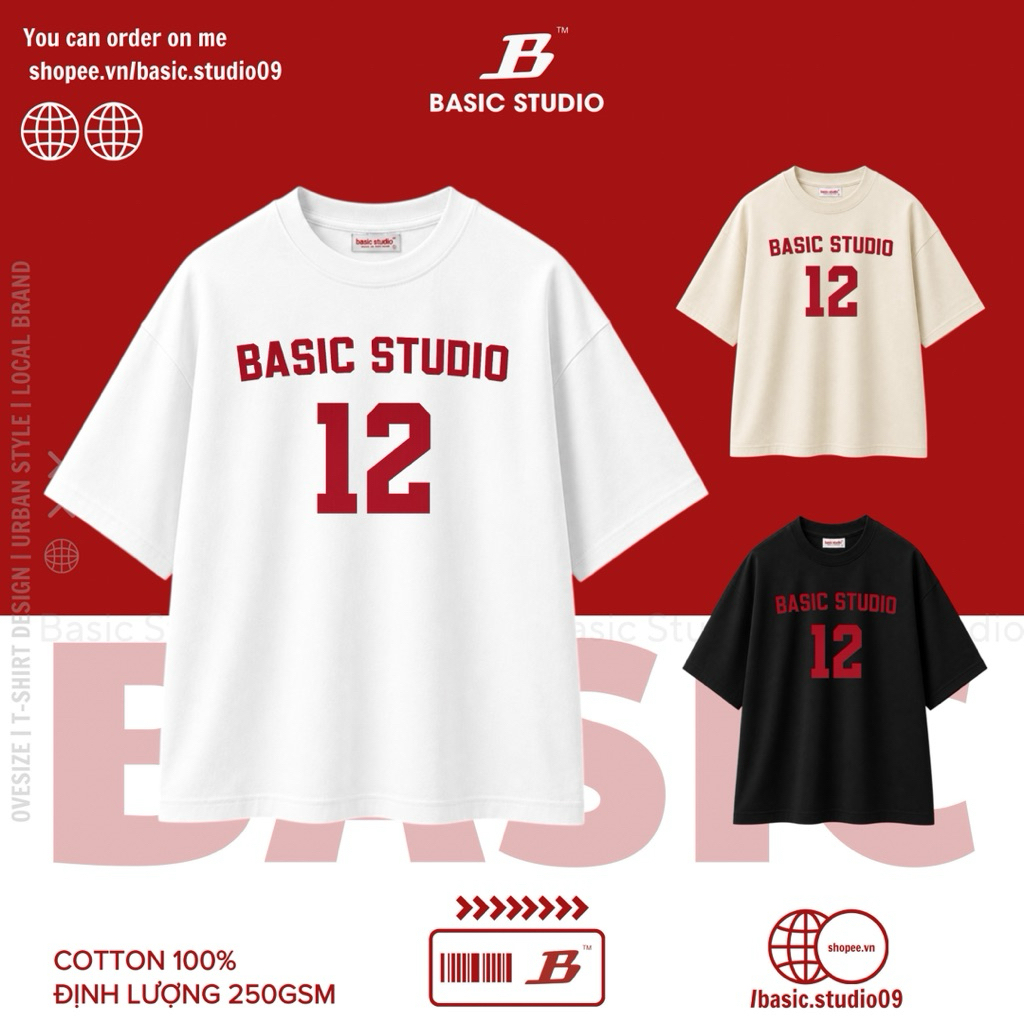 Áo Thun Oversize Unisex 12 BASIC STUDIO