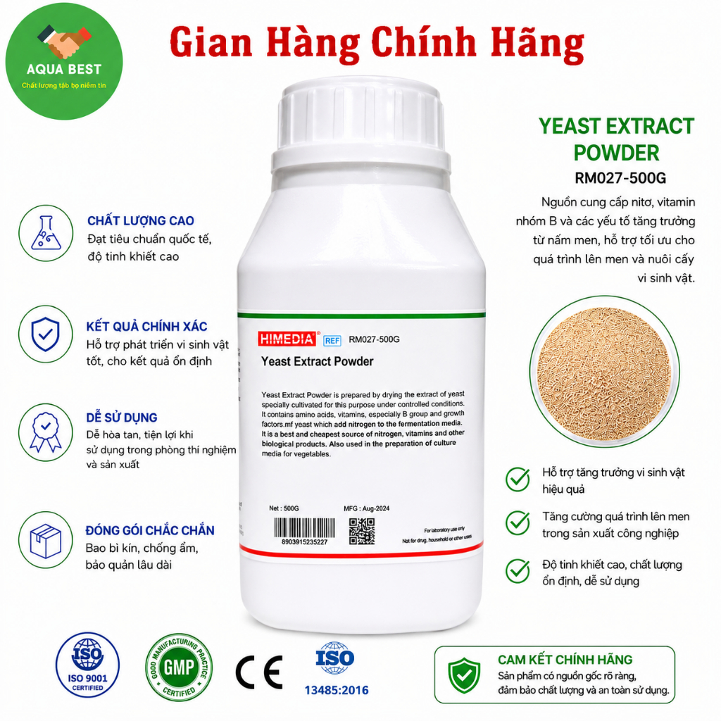 [Chính Hãng] Môi trường Yeast Extract Powder ( Cao nấm men ), Mã RM027, Hãng Himedia Ấn Độ