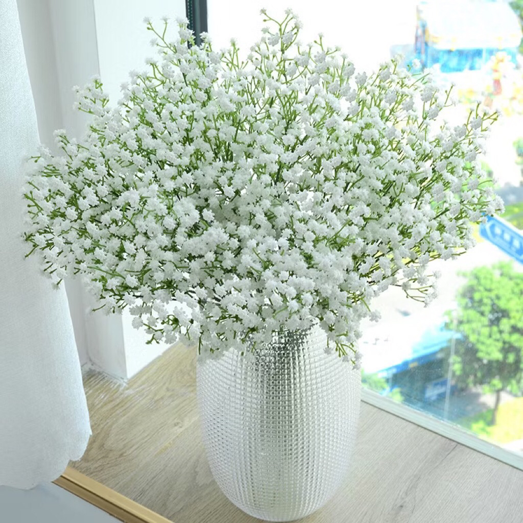 Hoa baby - Cành hoa bi cao su non 53cm nhiều màu, hoa baby PU trang trí decor, hoa cắm lọ trang trí 