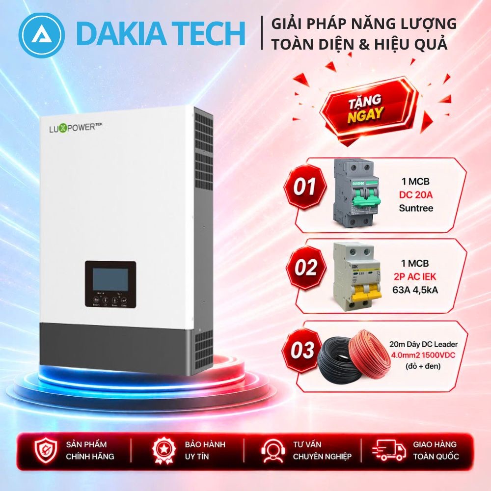 Biến tần Inverter Hybrid Luxpower 5KW SNA5000 + CT | Nhận Combo Quà Tặng Dây DC Leader + MCB AC + MC