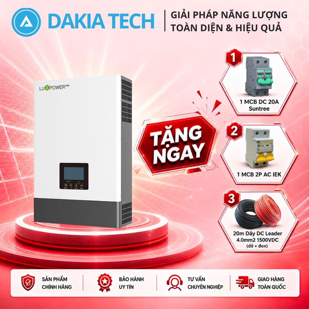 Biến tần Inverter Hybrid Luxpower 6KW SNA6000 - Nhận Combo Quà Tặng Dây DC Leader + MCB AC + MCB DC