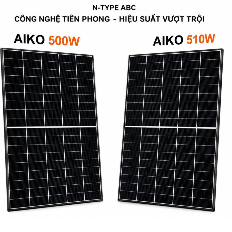 Tấm Pin AIKO 500W AIKO 510W Tấm Pin Năng Lượng Mặt Trời N-Type ABC Chính Hãng Giá Tốt