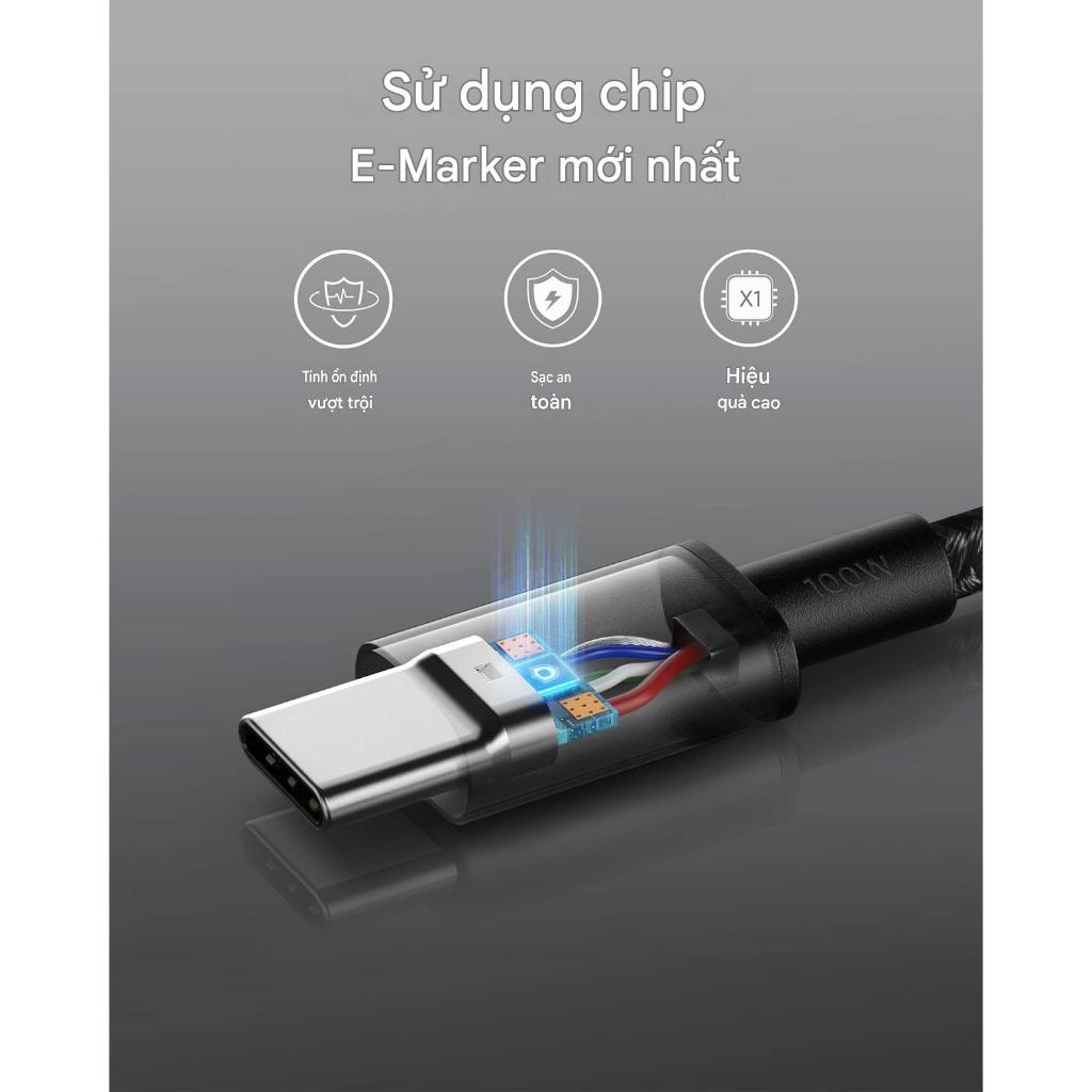 Cáp Sạc Nhanh Anker 100W A8756 A8757 C to C  Chip e-Marker Truyền Data 480Mbps - Bảo Hành 18 Tháng | BigBuy360 - bigbuy360.vn