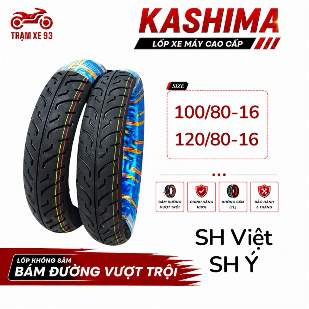 Vỏ Lốp Xe SH125, SH150, SH160 Việt Lốp Đúc Không Ruột kashima Chính Hãng