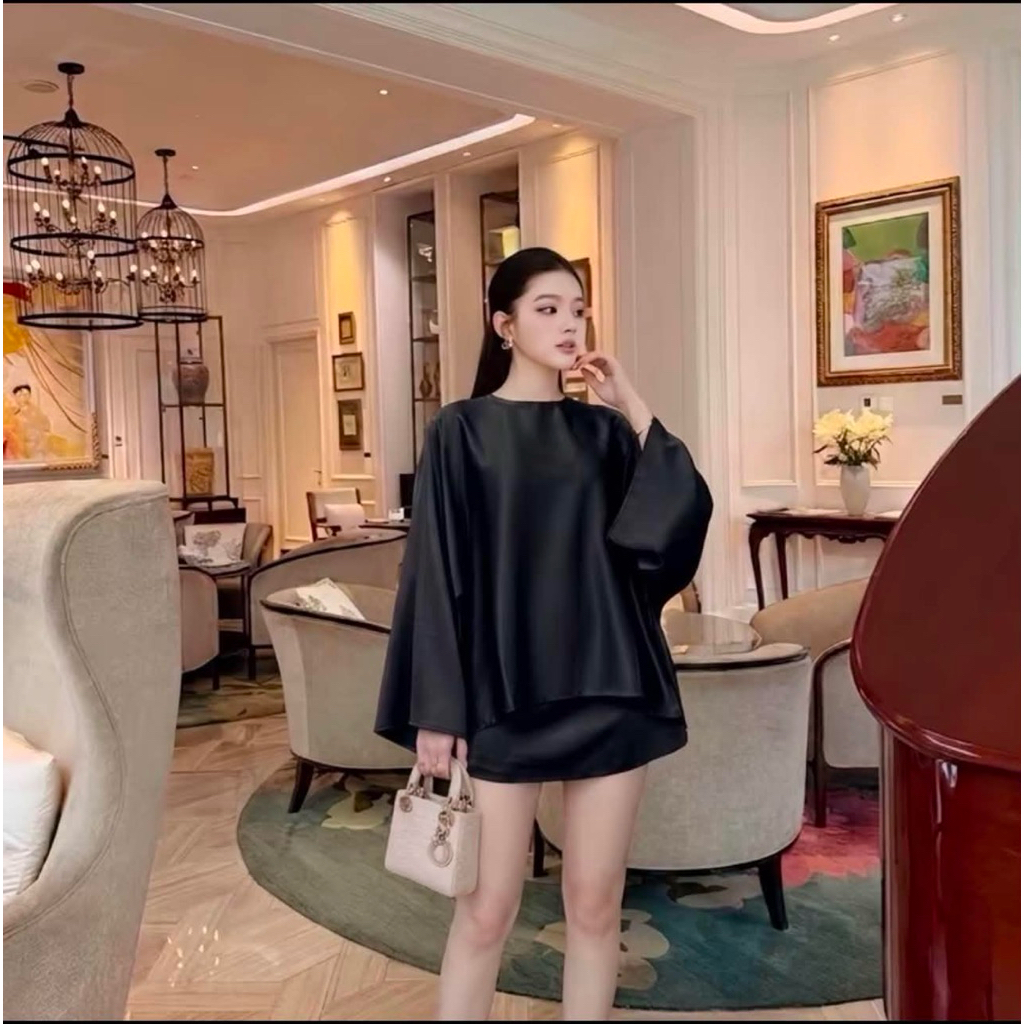 (BIGSIZE) VN128 SET ÁO LỤA SANG CHẢNH BASIC QUÝ PHÁI PHỐI CHÂN VÁY CHỮ A NHẸ NHÀNG BY CARROTSHOP | BigBuy360 - bigbuy360.vn