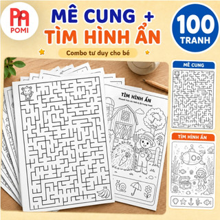 100 trang tìm đường mê cung tìm hình ẩn tăng khả năng tập trung, kiên nhẫn phát triển trí tuệ cho bé - POMI