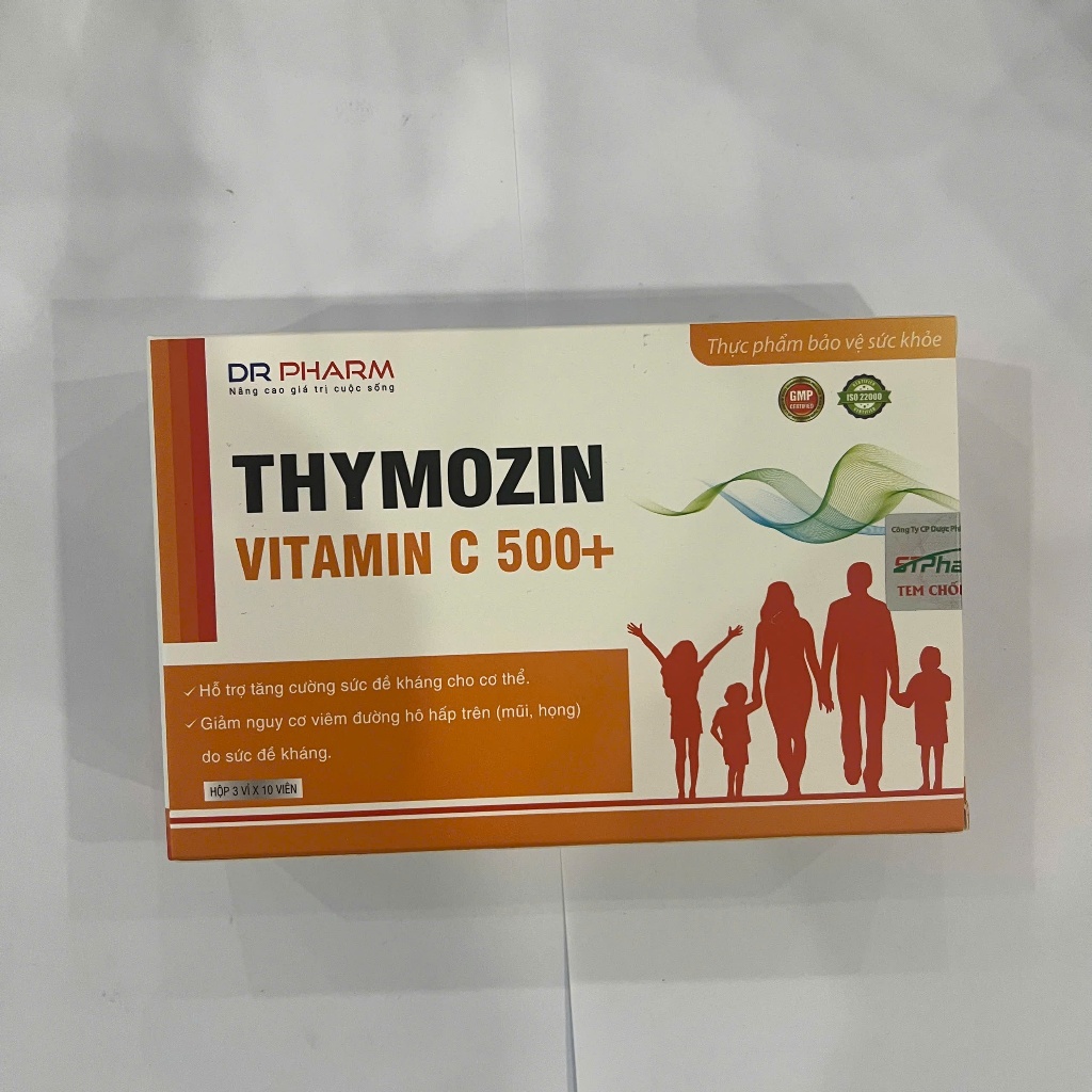 Viên Uống Thymozin Vitamin C 500+ Dr Pharm - Hỗ Trợ Tăng Cường Sức Đề Kháng, Giảm Nguy Cơ Viêm Đường