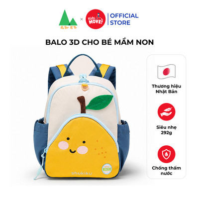 Balo cho bé mầm non Shukiku, đi học mẫu giáo 3-6 tuổi, siêu nhẹ 292g, chống nước, có dây chống lạc