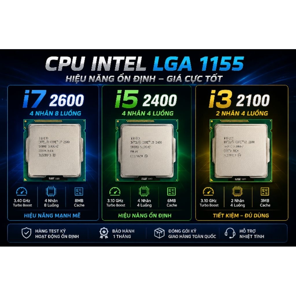 Cpu Intel core i5 2400, core i7 2600, core i3 2100 socket LGA 1155