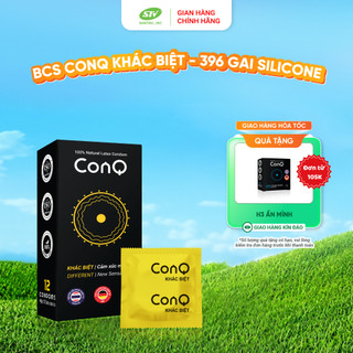 Bao cao su siêu mỏng CONQ khác biệt gân gai làm tăng hưng phấn, giữ lửa cuộc yêu size 52mm hộp 12 bao