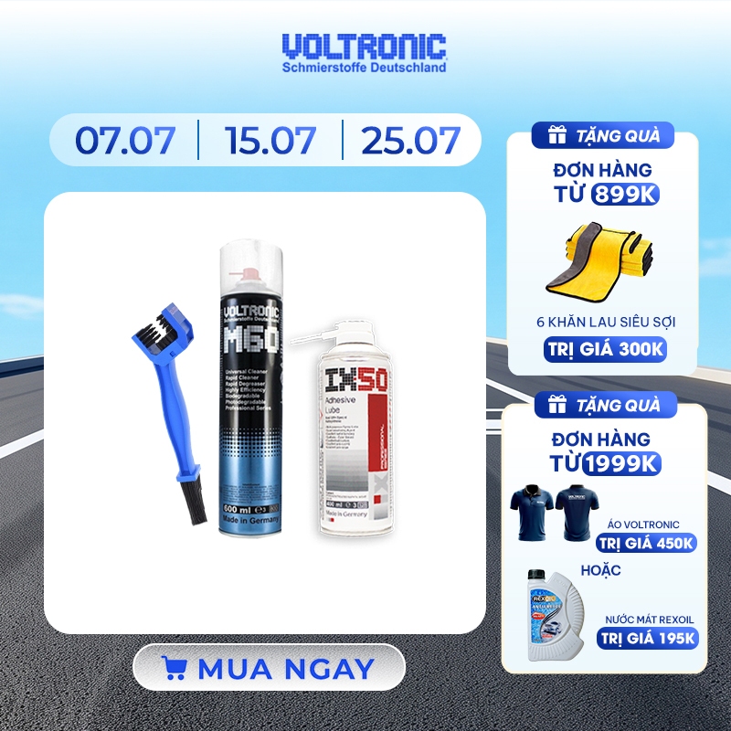 Combo vệ sinh bảo dưỡng sên nhập khẩu Đức VOLTRONIC m60+ ix50 (m50 ceramic) + bàn chải