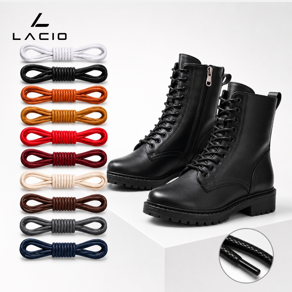 [11 Màu] Dây Giày Sáp Tròn Cho Giày Tây, Chelsea Boots, Dr.Martens Cao Cấp Chính Hãng LACIO