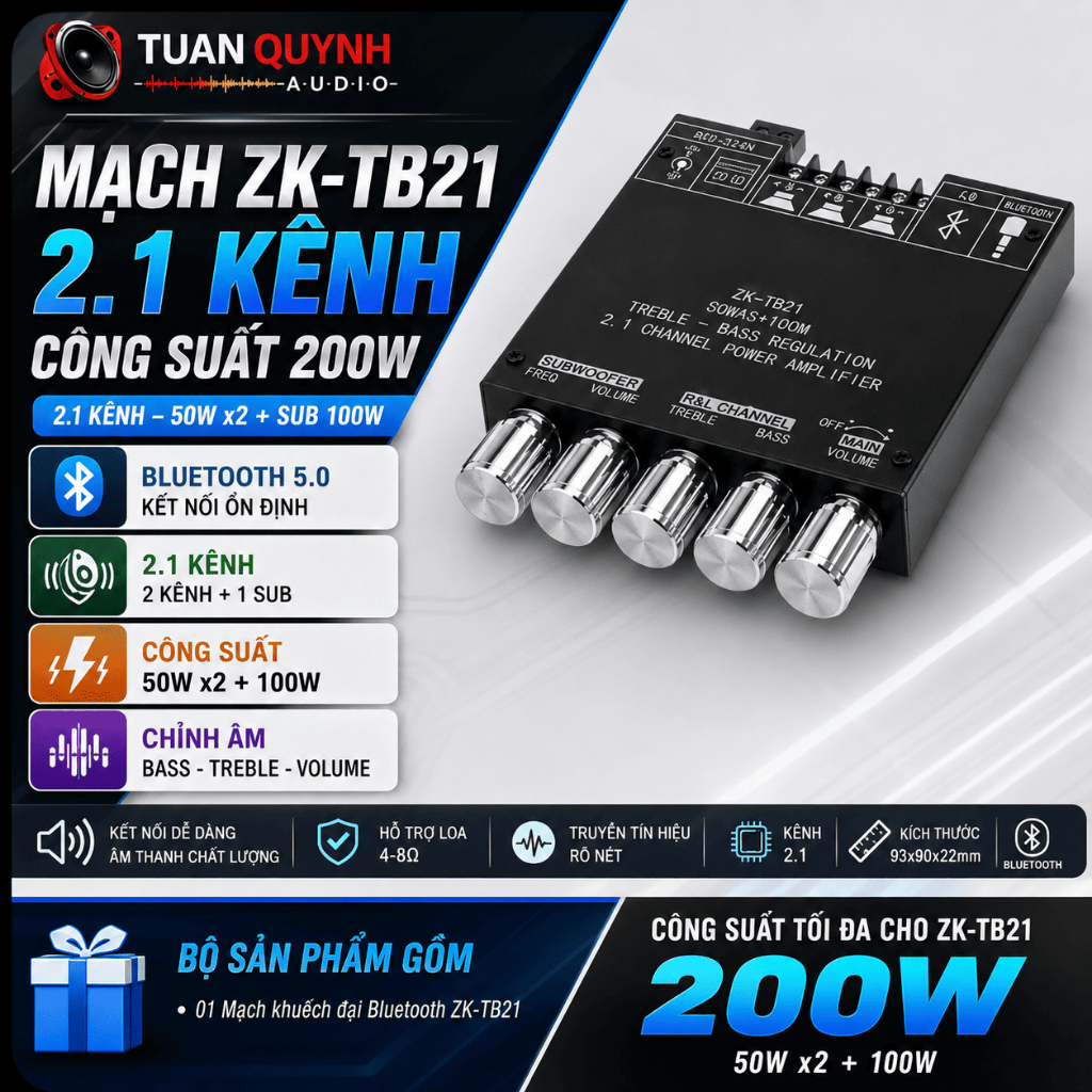 ZK-TB21 Mạch Khuếch Đại Âm Thanh Bluetooth TPA3116 2.1