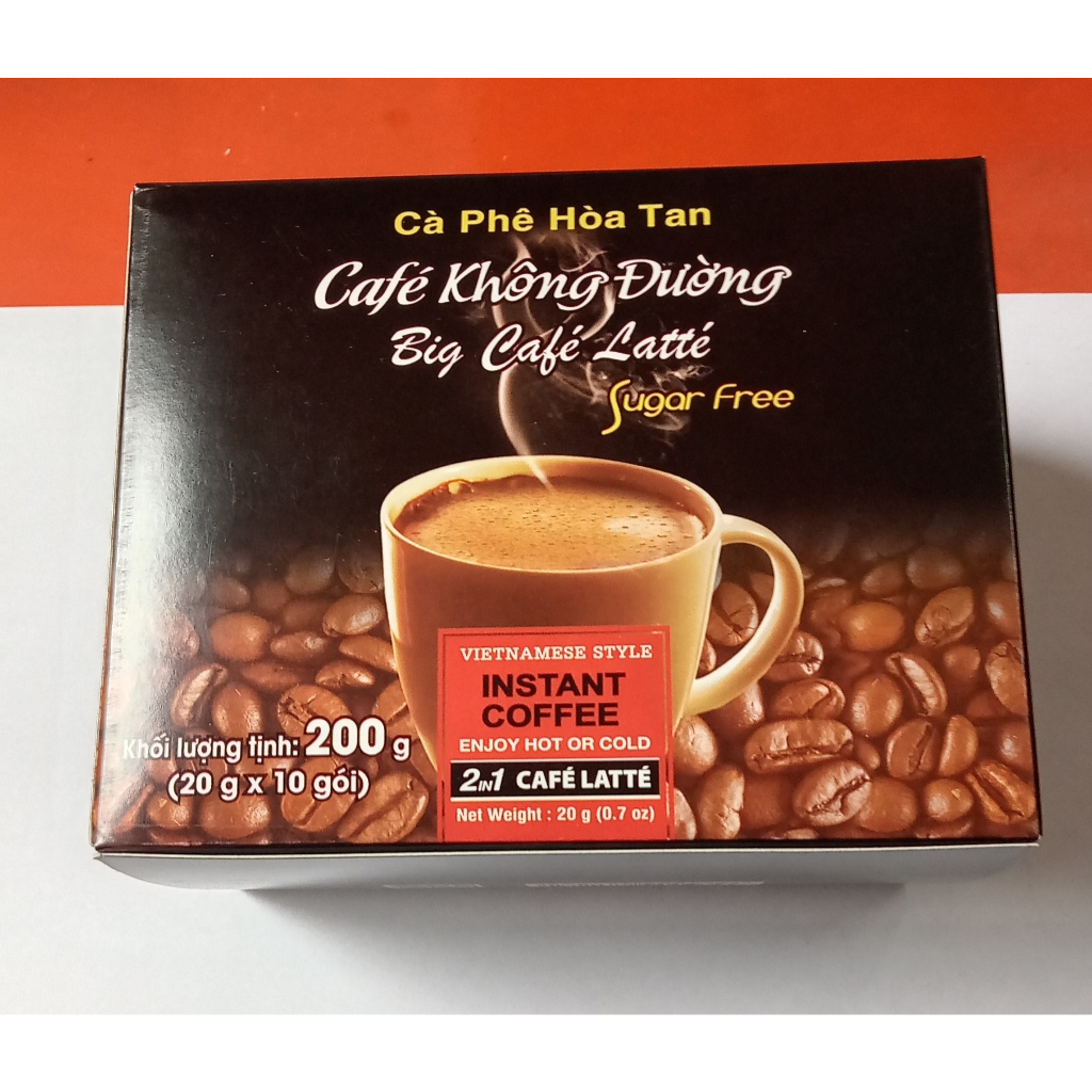 Cafe không đường - Big cafe latte Vykibomi 10gói/1 hộp/200g