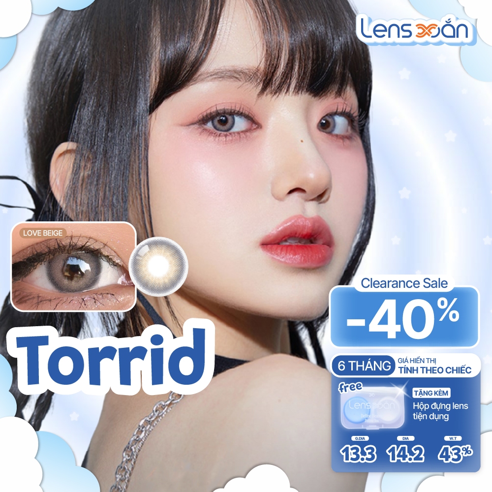 Kính áp tròng cận 6 tháng LENS XOẮN lens nâu ánh sáng tây nổi bật OLOLA TORRID LOVE BEIGE