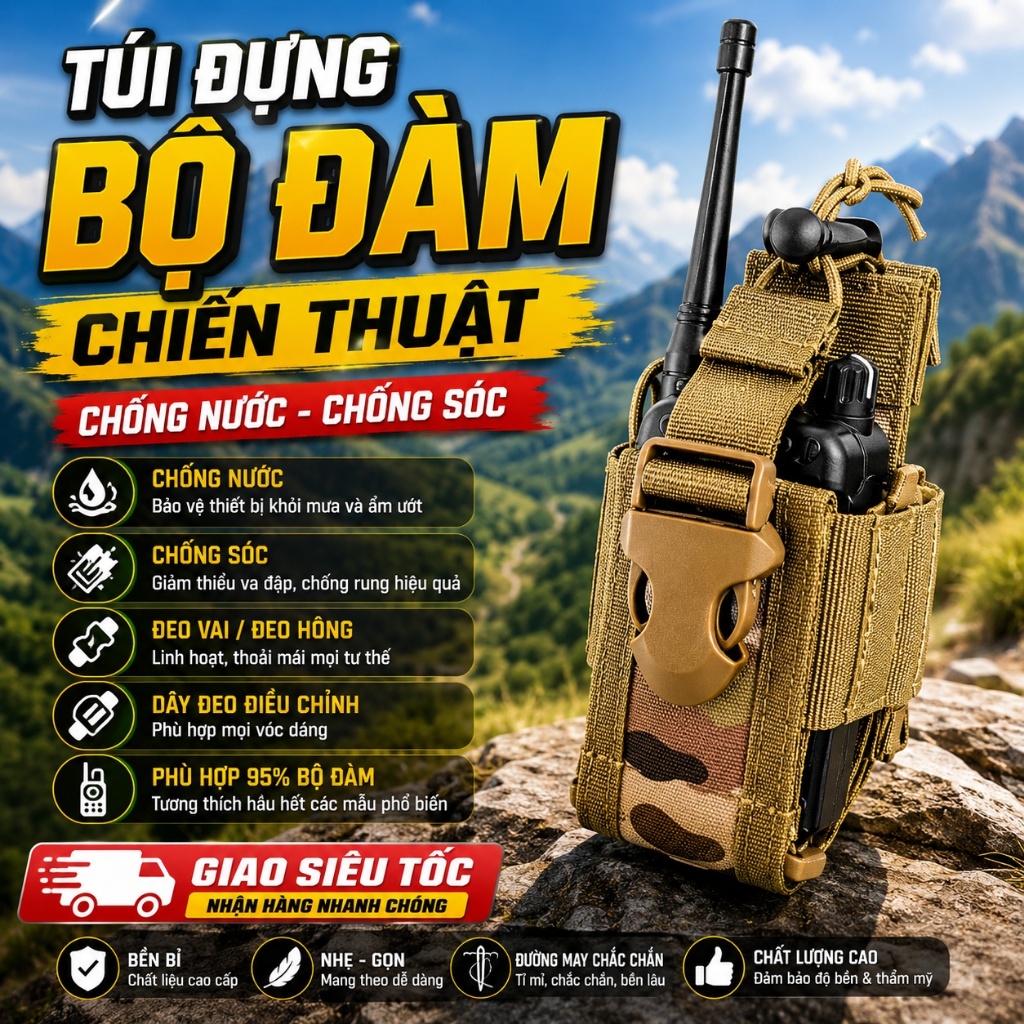 Túi Đựng Bộ Đàm Chiến Thuật Đa Năng, Chống Nước, Chống Sốc, Phù Hợp BAOFENG UV5R UV9R UV32 UV21 Và N
