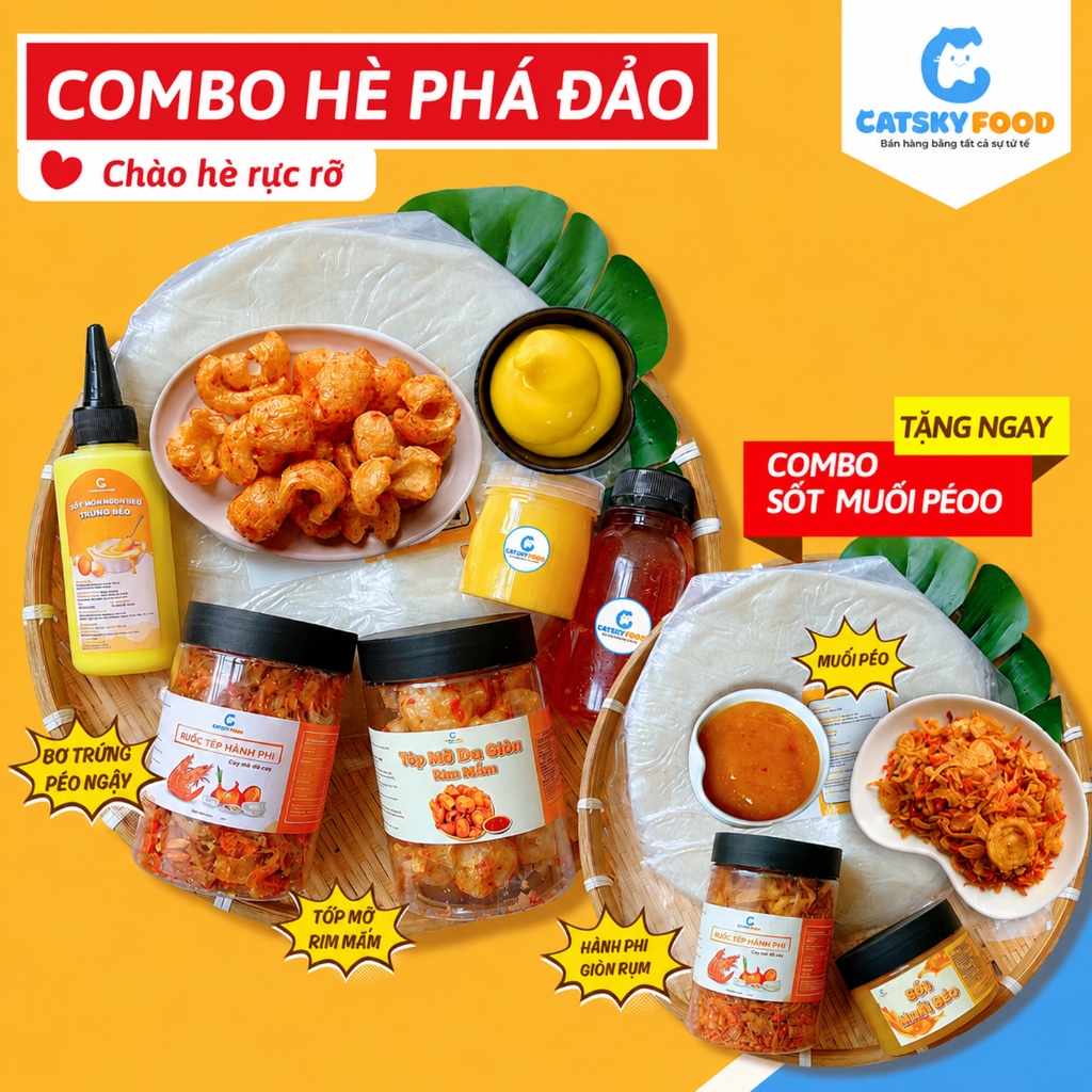 Combo Hè Phá Đảo - Bánh tráng phơi sương Catsky Food đồ ăn vặt