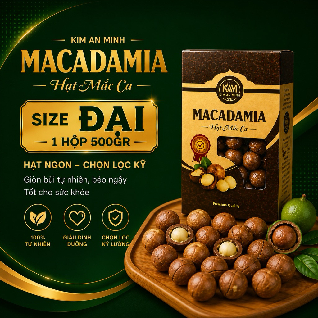 500g Hạt Macca Daklak Sấy Chín Chuẩn Sạch (Nứt Vỏ)| Kim An Minh Food