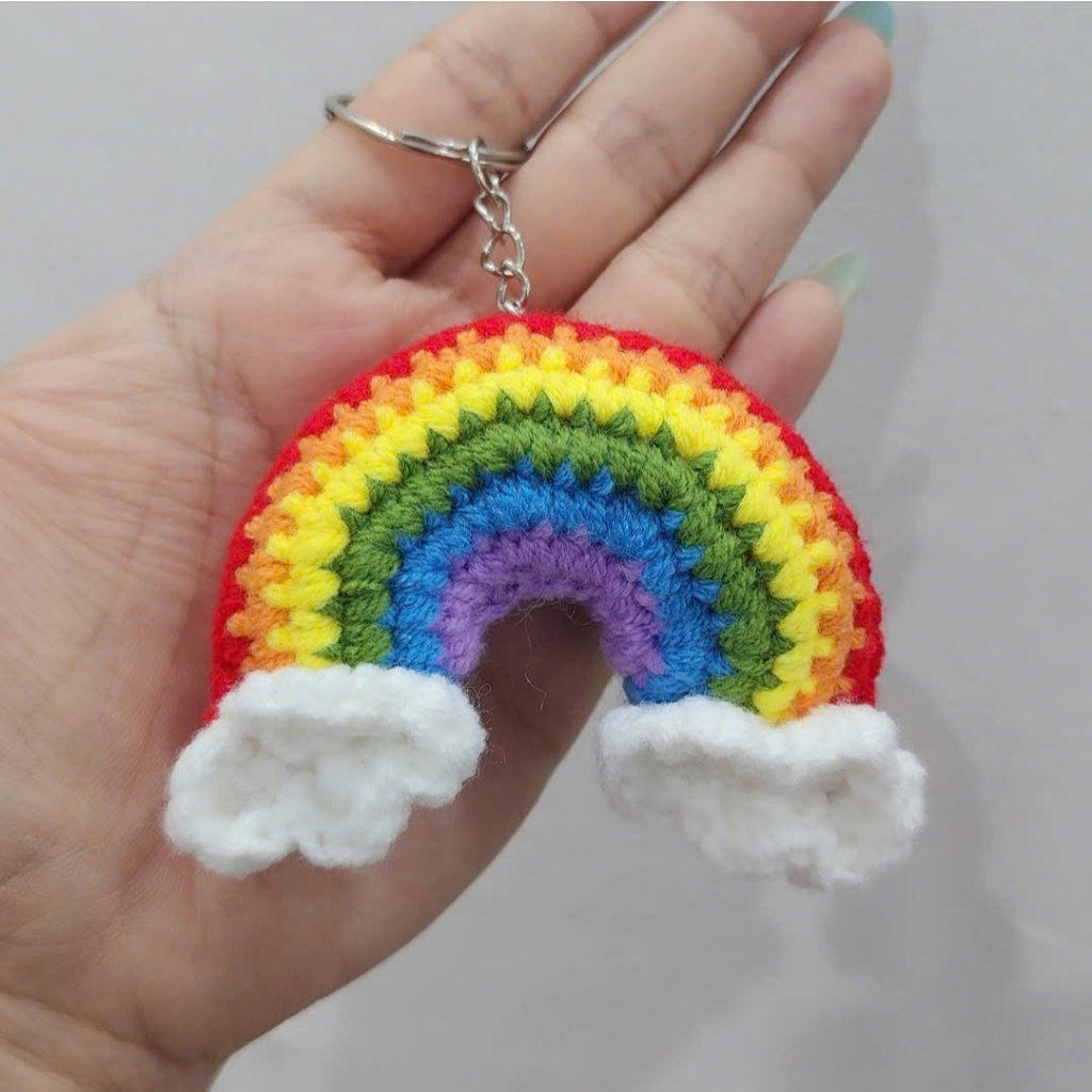 Móc Khóa Cầu Vồng Len Handmade Amigurumi – Rainbow, Treo Balo Túi Xách, Quà Tặng Handmade