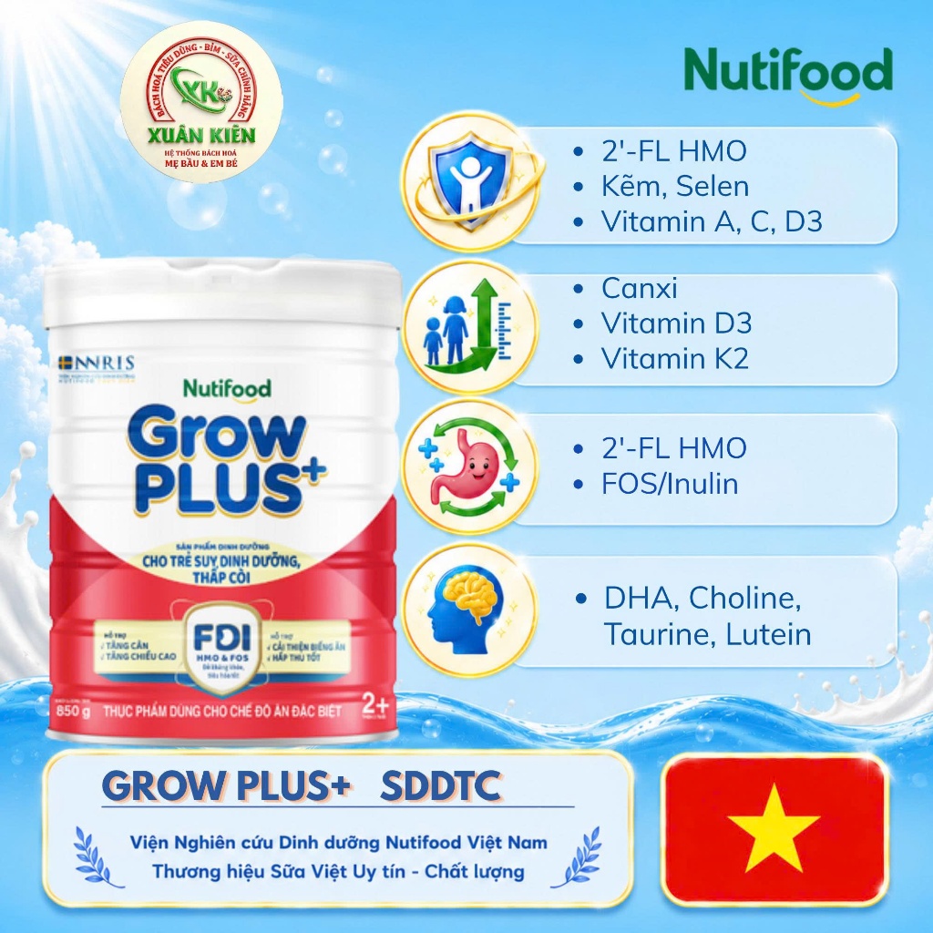 [Nutifood - GP Đỏ] Sữa Bột Grow Plus đỏ SDD (Đỏ) lon 800g 2+ cho trẻ từ 2 tuổi
