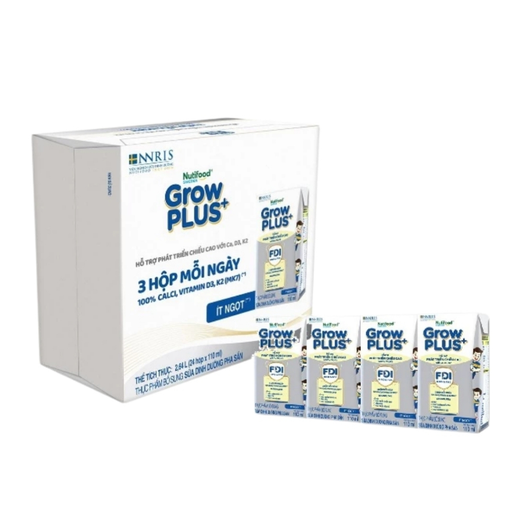 Thùng 24 hộp sữa bột pha sẵn Nutifood Grow Plus+ Bạc 110ml...