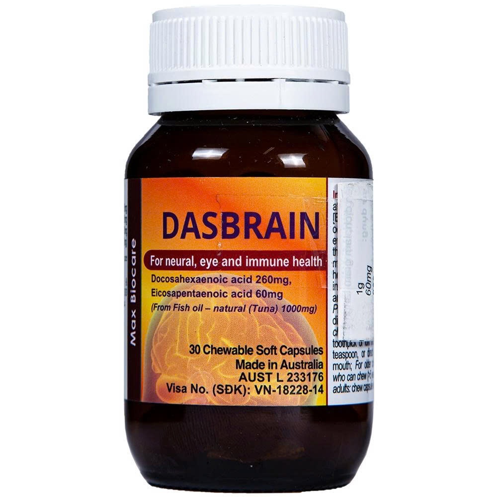 Dasbrain bổ sung DHA, EPA, omega 3 - bổ mắt , bổ não, tăng cường miễn dịch - Lọ 30 viên
