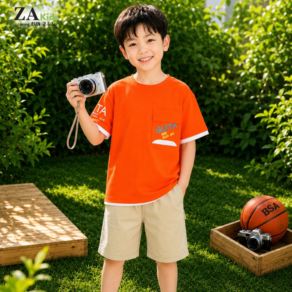 (Size 16kg-65kg)Áo Thun Bé Trai Cotton 4 Chiều Cao Cấp Ngắn Tay Zakids Tshirt Cộc Tay ZAA2352