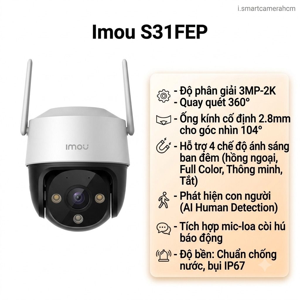 CAMERA Wifi IMOU Cruiser SE+ (S31FEP) 3MP-2K