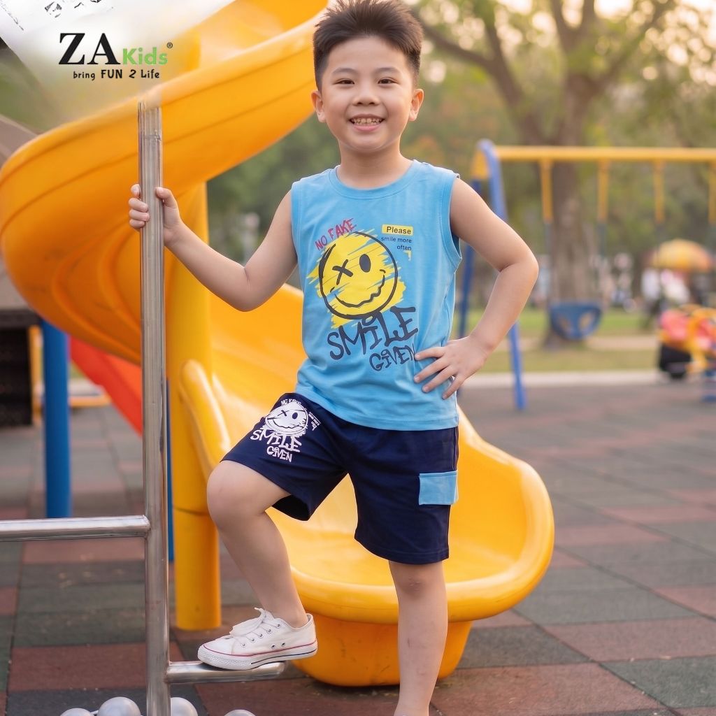 Bộ Quần Áo Thun Cotton 4 chiều Sát Nách Mùa Hè Bé Trai (2-10) ZAkids ZAB2342
