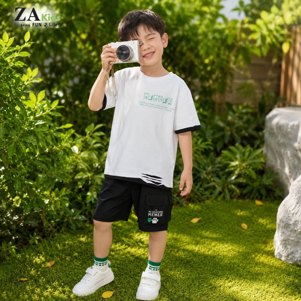 (Size 16kg-65kg)Áo Thun Bé Trai Cotton 4 Chiều Cao Cấp Ngắn Tay Zakids Tshirt Cộc Tay Từ ZAA2349