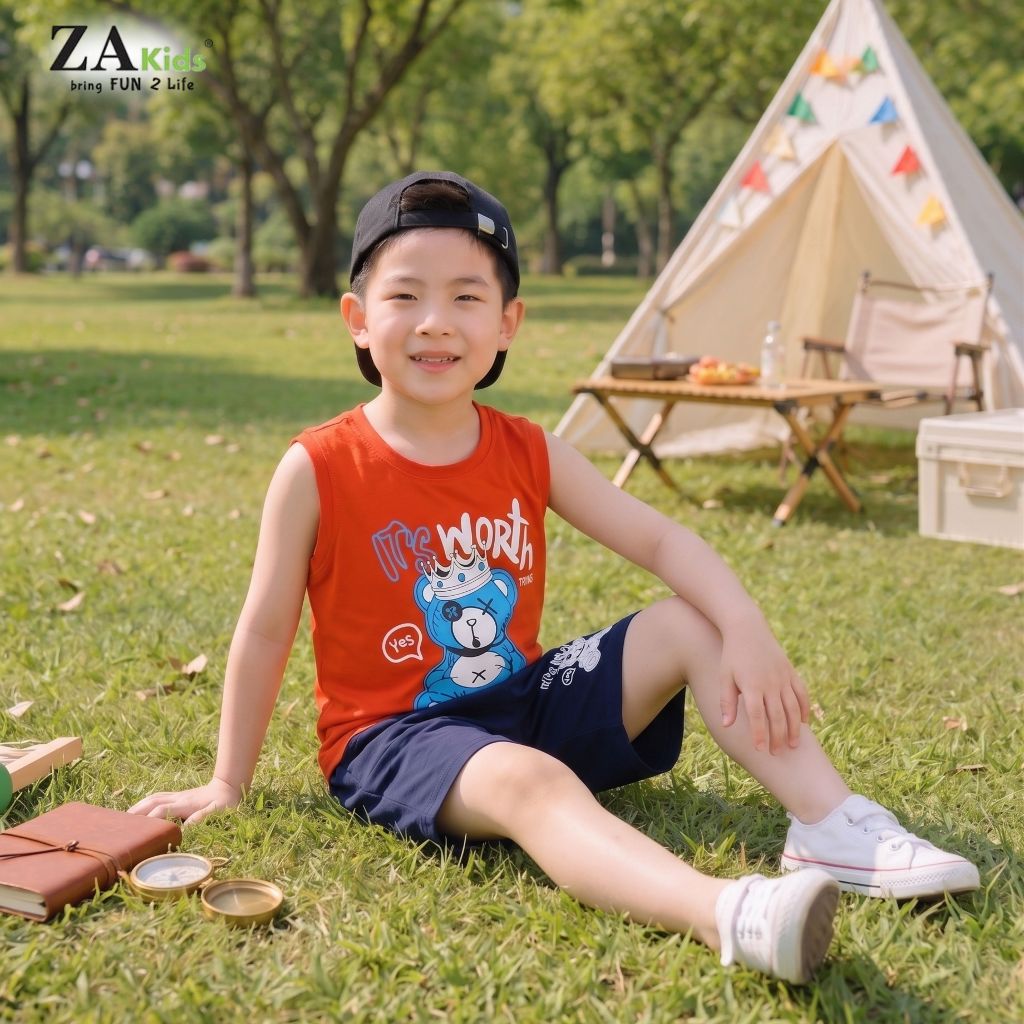 Bộ Quần Áo Thun Cotton 4 Chiều Cao Cấp Sát Nách Quần Đùi Bé Trai Thoáng Mát  ZAkids ZAB2341