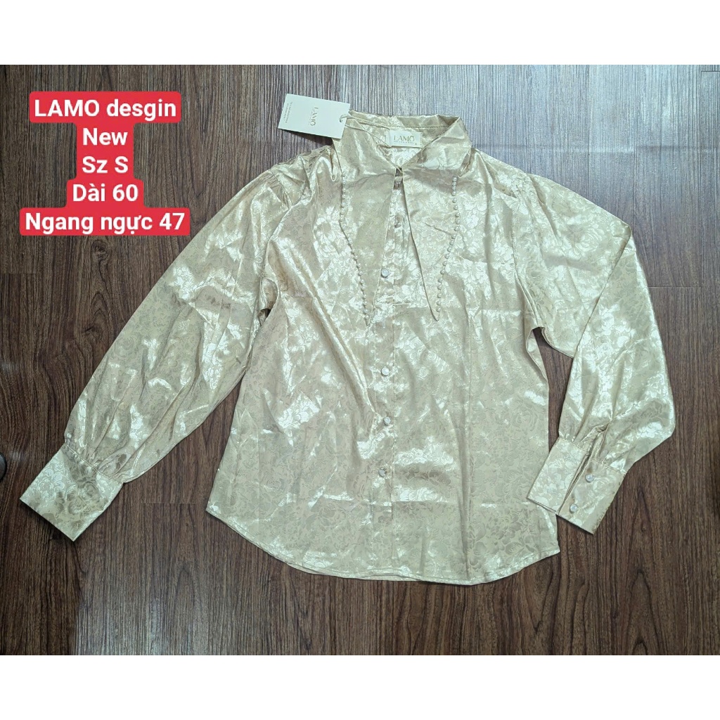 áo sơ mi nữ dài tay màu vàng nhạt lamo design NEW nguyên tem hàng si đẹp thanh lý,