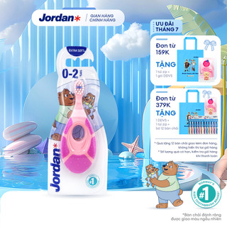 [Giao màu ngẫu nhiên] Bàn chải đánh răng Jordan dành cho trẻ em Bước 1 (0-2 tuổi), Lông siêu mềm , xuất xứ Na Uy