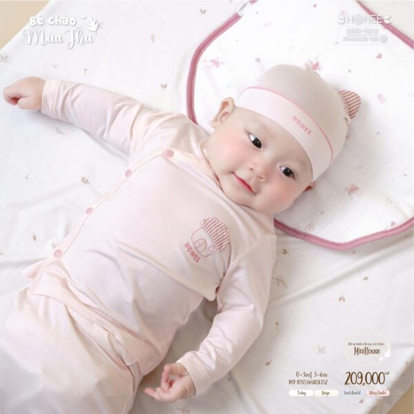 [ HONEE ] - Bộ Sơ Sinh Dài Tay Cài Chéo Mini House- Bộ Mini House cài chéo mềm mại, co giãn thoải má