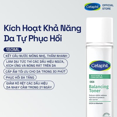 [DATE: 04/2027][GIFT]Nước cân bằng phục hồi và nuôi dưỡng da CETAPHIL Soothing & Comforting Cica Balancing Toner 150ml