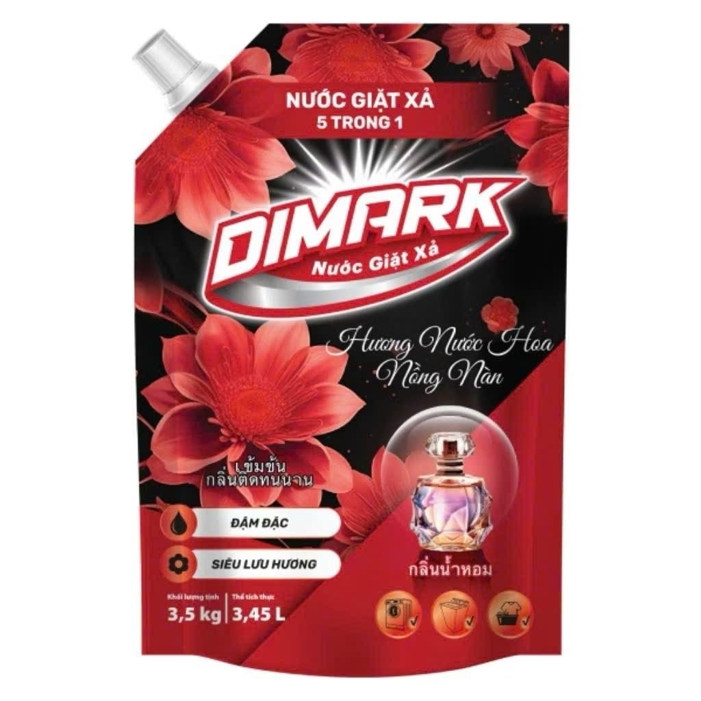 1 túi Nước Giặt DIMARK ĐỎ . túi 3.5kg . Hương Nước Hoa Nồng Nàng