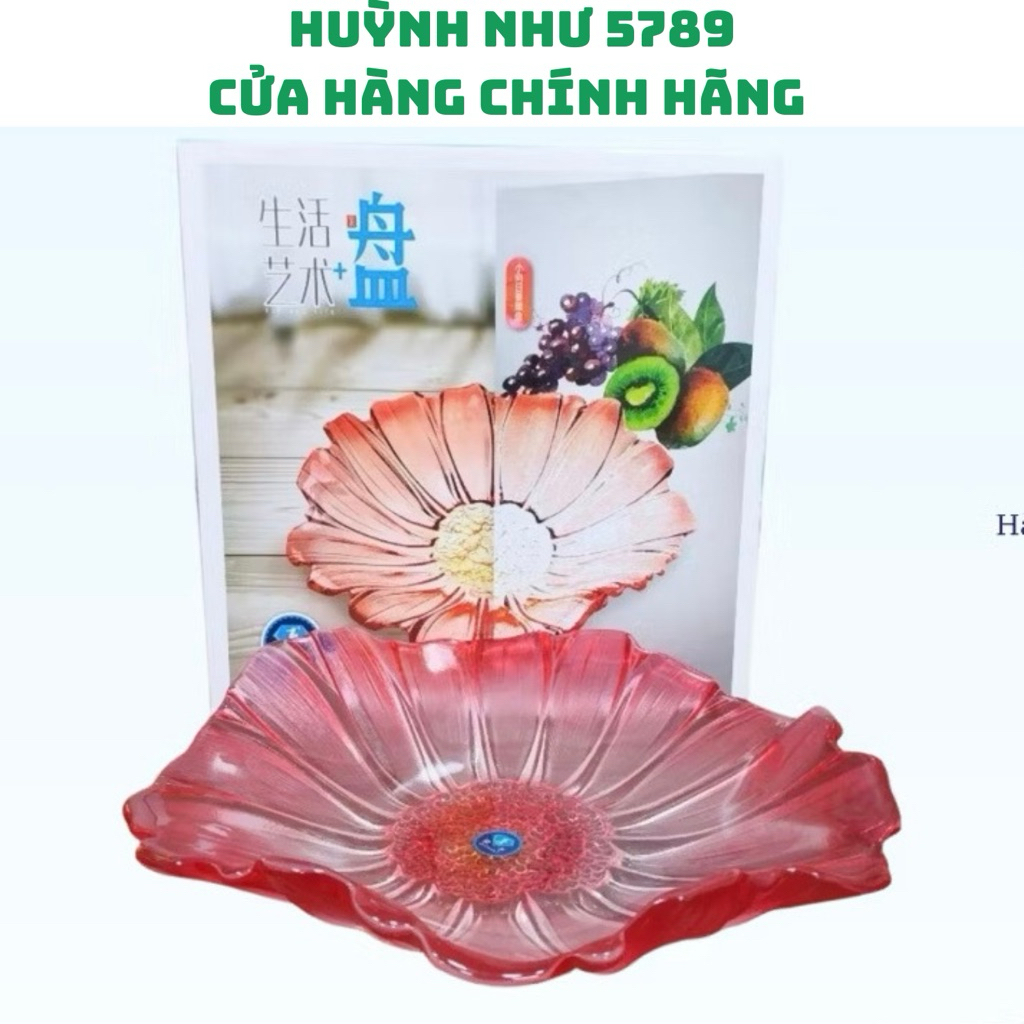 [CHÍNH HÃNG]Dĩa thủy tinh hoa hướng dương nhỏ Elegant.Dĩa thủy tinh cao cấp, kiểu dáng sang trọng.đư