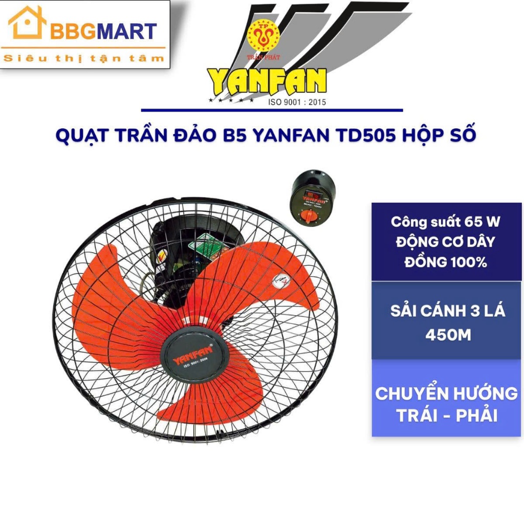 QUẠT TRẦN ĐẢO YANFAN TD505 sải cánh 450mm II YANFAN TD501 II LIFAN TĐ-18 II TĐ16RC - BH CHÍNH HÃNG